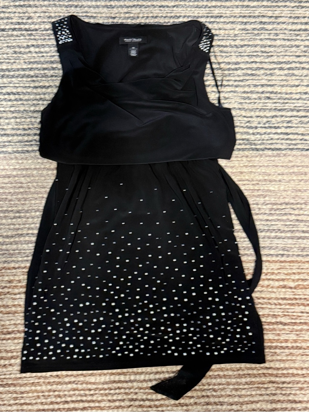 White House Black Market Black Mini Dress with Silver Studs